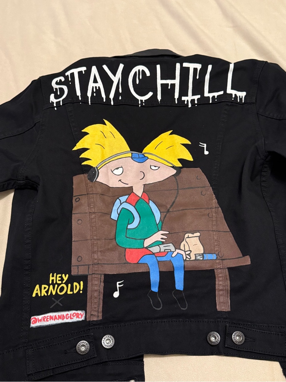 Wren & Glory hand painted "Hey Arnold" denim Jacket